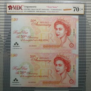 1972-2022 Trigometric , 50th Anniversary - "Commemorative" 《 MDC Graded Butterfly S/N 70 GPQ ★ 》"Uncut Sheet of 2"