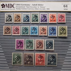 1944 Germany - Adolf Hitler Various Currency 《 MDC Graded 64 MNH 》