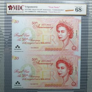 1972-2022 Trigometric , 50th Anniversary - "Commemorative" 《 MDC Graded 68 GPQ 》"Uncut Sheet of 2"