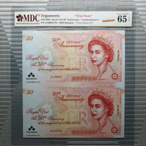 1972-2022 Trigometric , 50th Anniversary - "Commemorative" 《 MDC Graded 65 GPQ 》"Uncut Sheet of 2"