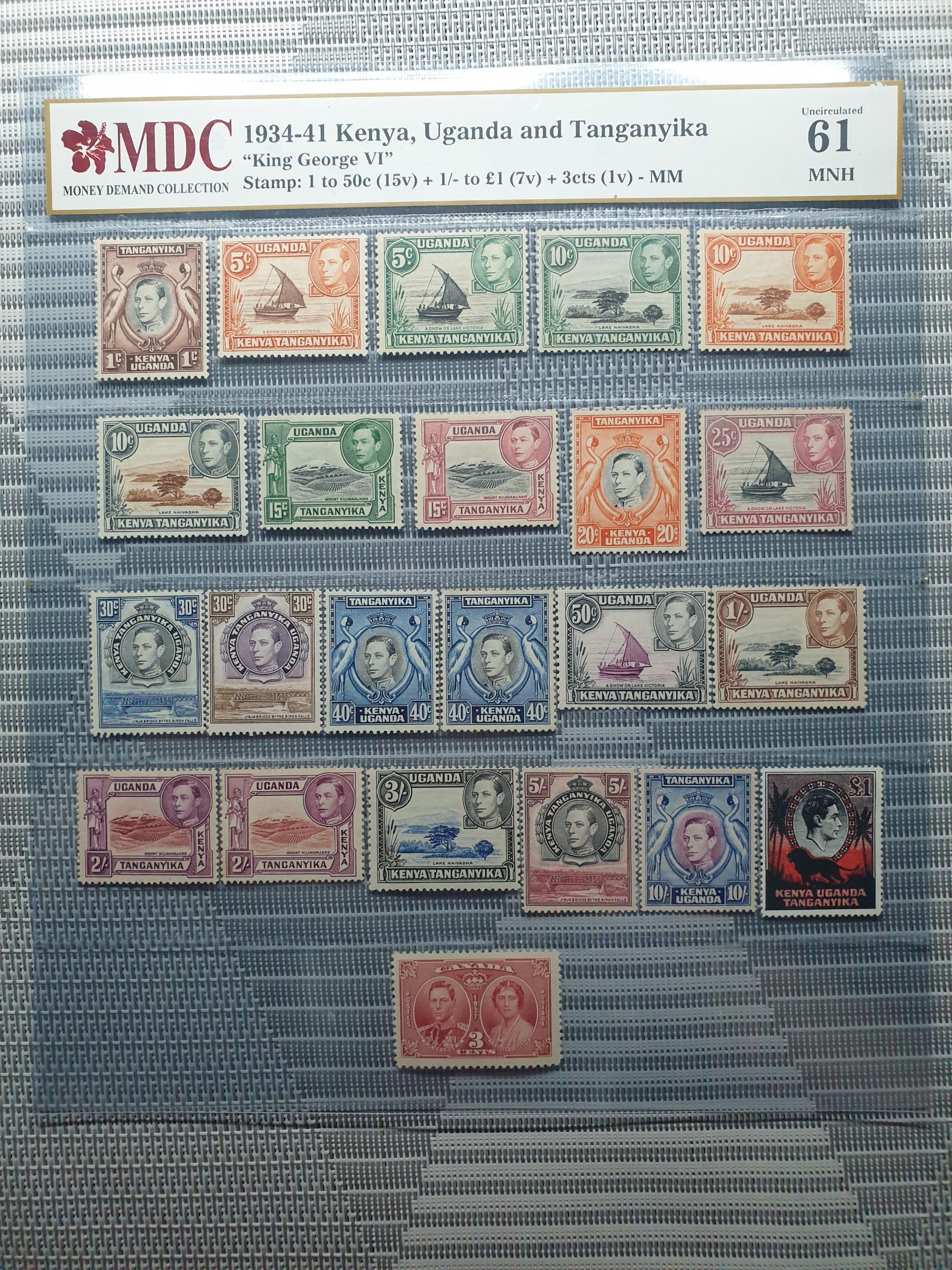 1934-41 Kenya, Uganda and Tnganyika 1 to 50c (15v)+1/- to $1 (7v)+3cts (1v) 《MDC Graded 61 MNH》