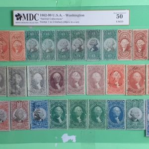 1862-99 U.S.A. - Washington 1 to 5 Dollars 《MDC Graded 50 USED》