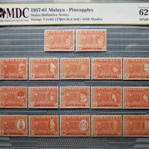 1957-61 Malaya - Pineapples 2 cents 《 MDC Graded 62 MNH 》
