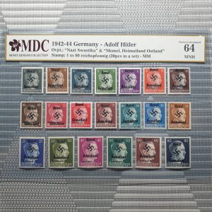 1942-44 Germany - Adolf Hitler 1 to 80 reichspfennig《 MDC Graded 64 MNH 》