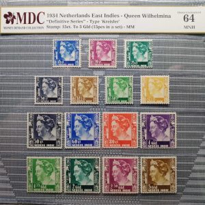 1934 Netherlands East Indies - Queen Wilhelmina 15ct. To 5 Gld《 MDC Graded 64 MNH 》