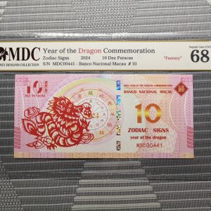 收藏萬歲 2024 Year of the Dragon Commemoration 10 Dez Patacas “ Fantasy ” 《 MDC Graded 68 GPQ 》