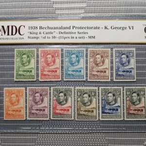 1938 Bechuanaland Protectorate - K. George VI ½d to 10/- 《 MDC Graded 62 MNH 》