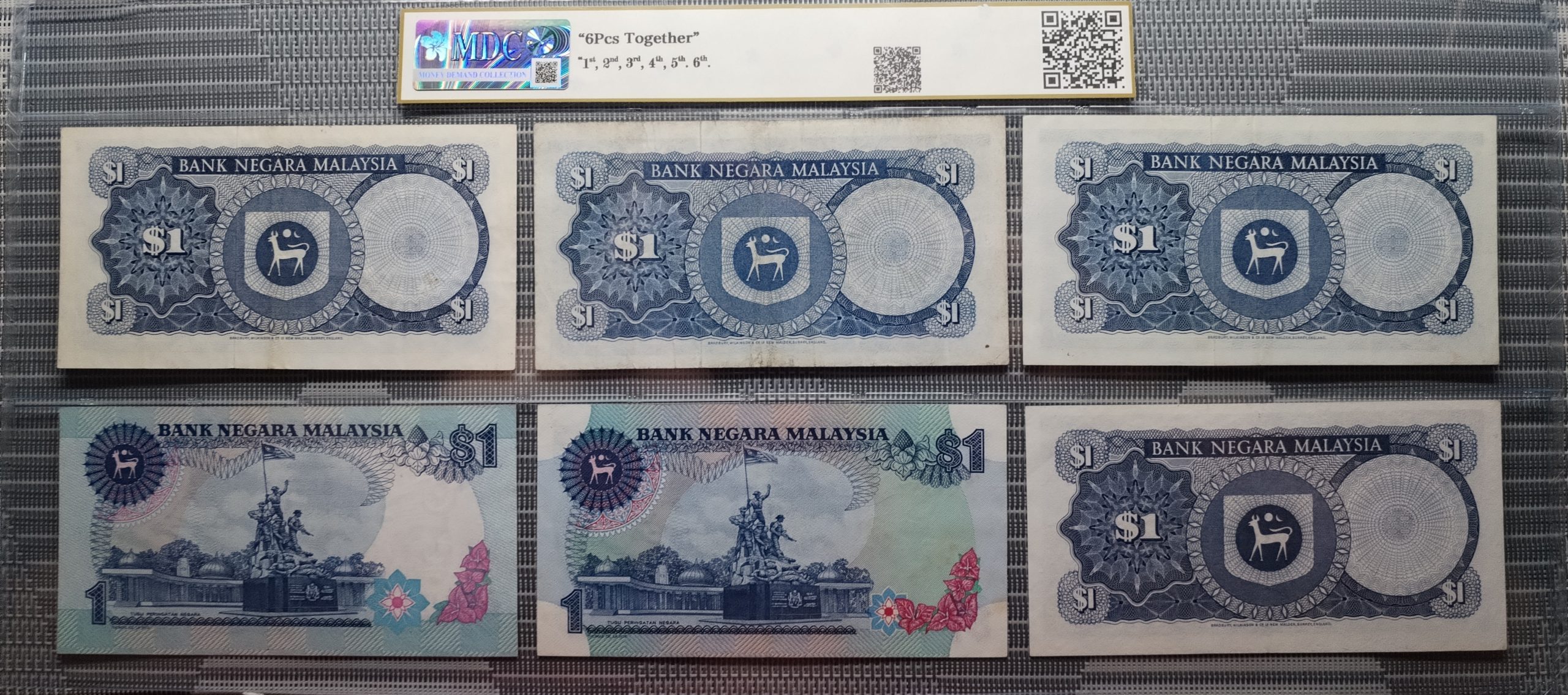 1th,2th,3th,4th,5th,6th Malaysia, Bank Negara Malaysia 1 Ringgit " 6Pcs Together "《 MDC Graded 45 》 - Image 2