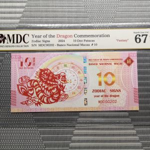收藏萬歲 2024 Year of the Dragon Commemoration 10 Dez Patacas “ Fantasy ” 《 MDC Graded 67 GPQ 》