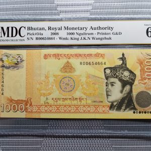 2008 Bhutan, Royal Monetary Authority 1000 Ngultrum 《 MDC Graded 66 GPQ 》