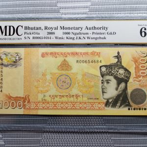 2008 Bhutan, Royal Monetary Authority 1000 Ngultrum 《 MDC Graded 66 GPQ 》