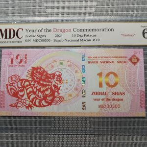 收藏萬歲 2024 Year of the Dragon Commemoration 10 Dez Patacas “ Fantasy ” 《 MDC Graded 68 GPQ 》