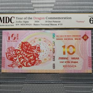 收藏萬歲 2024 Year of the Dragon Commemoration 10 Dez Patacas “ Fantasy ” 《 MDC Graded 68 GPQ 》