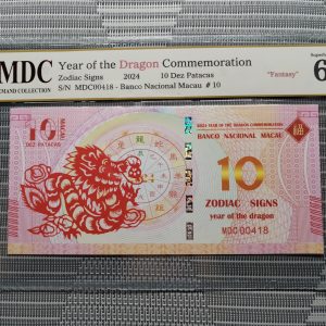 收藏萬歲 2024 Year of the Dragon Commemoration 10 Dez Patacas “ Fantasy ” 《 MDC Graded 68 GPQ 》