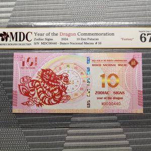 收藏萬歲 2024 Year of the Dragon Commemoration 10 Dez Patacas “ Fantasy ” 《 MDC Graded 67 GPQ 》