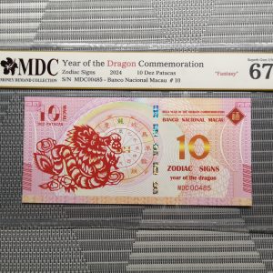收藏萬歲 2024 Year of the Dragon Commemoration 10 Dez Patacas “ Fantasy ” 《 MDC Graded 67 GPQ 》