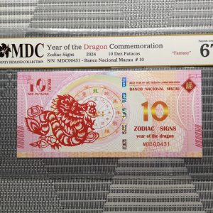 收藏萬歲 2024 Year of the Dragon Commemoration 10 Dez Patacas “ Fantasy ” 《 MDC Graded 67 GPQ 》