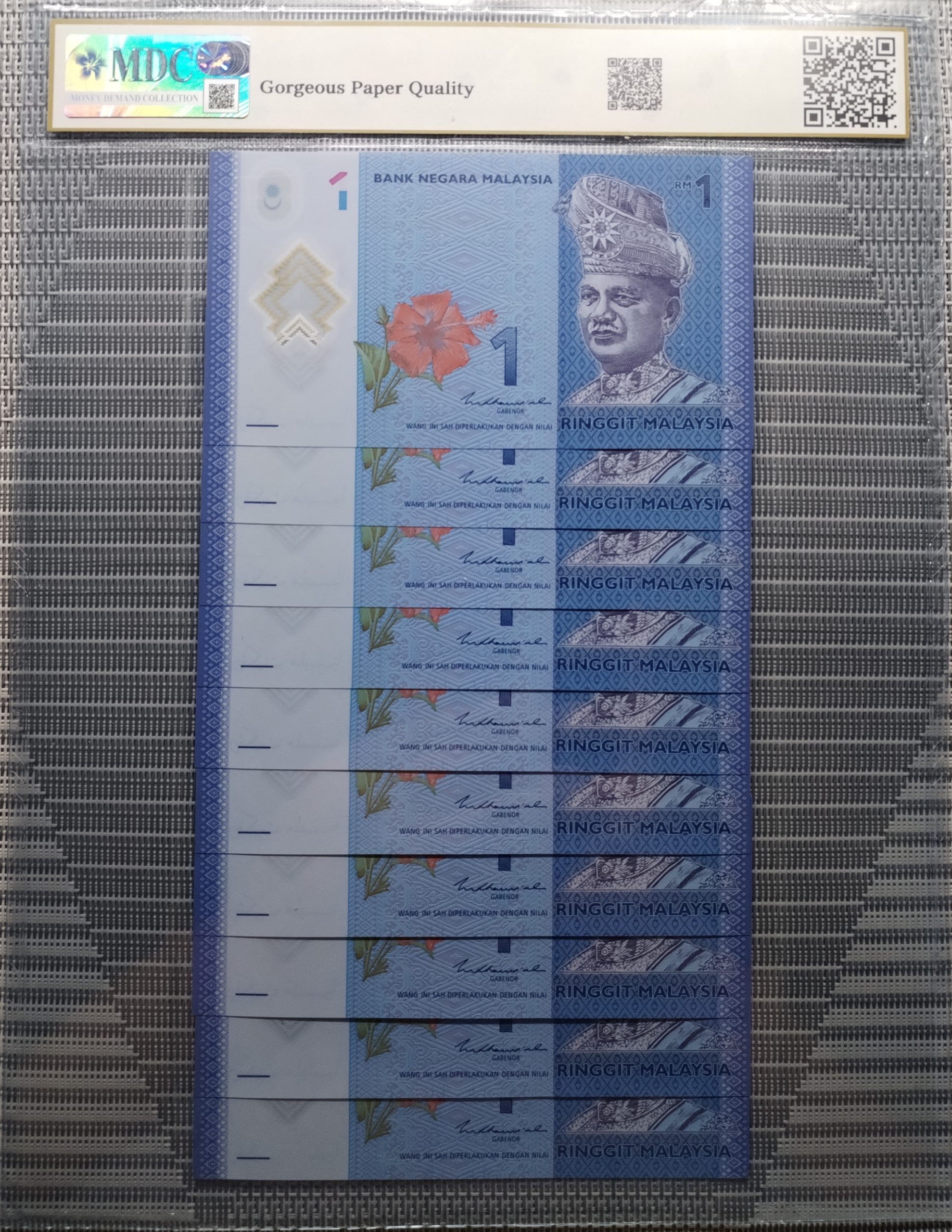 2021 Malaysia, Bank Negara Malaysia 1 Ringgit " 10pcs Together " 《 MDC Graded 66 GPQ 》 - Image 2