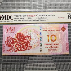 收藏萬歲 2024 Year of the Dragon Commemoration 10 Dez Patacas “ Fantasy ” 《 MDC Graded 68 GPQ 》