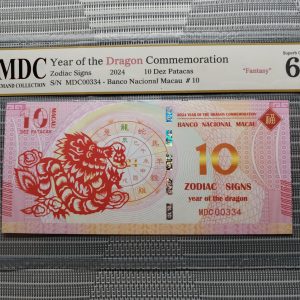 收藏萬歲 2024 Year of the Dragon Commemoration 10 Dez Patacas “ Fantasy ” 《 MDC Graded 68 GPQ 》