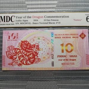 收藏萬歲 2024 Year of the Dragon Commemoration 10 Dez Patacas “ Fantasy ” 《 MDC Graded 67 GPQ 》