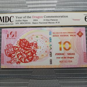 收藏萬歲 2024 Year of the Dragon Commemoration 10 Dez Patacas “ Fantasy ” 《 MDC Graded 67 GPQ 》