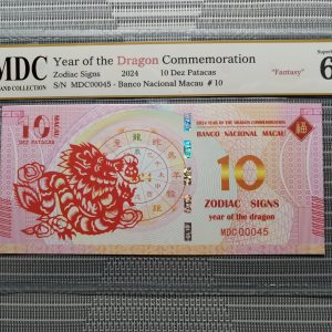 收藏萬歲 2024 Year of the Dragon Commemoration 10 Dez Patacas “ Fantasy ” 《 MDC Graded 68 GPQ 》