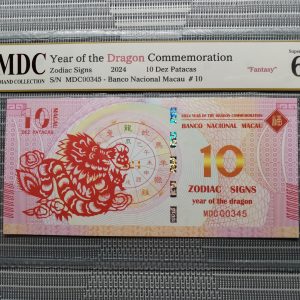 收藏萬歲 2024 Year of the Dragon Commemoration 10 Dez Patacas “ Fantasy ” 《 MDC Graded 69 GPQ 》