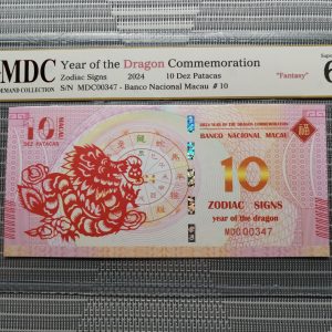 收藏萬歲 2024 Year of the Dragon Commemoration 10 Dez Patacas “ Fantasy ” 《 MDC Graded 68 GPQ 》