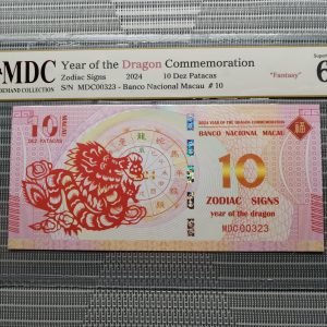 收藏萬歲 2024 Year of the Dragon Commemoration 10 Dez Patacas “ Fantasy ” 《 MDC Graded 68 GPQ 》