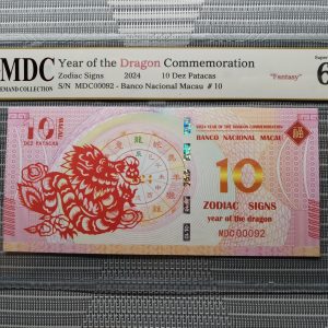 收藏萬歲 2024 Year of the Dragon Commemoration 10 Dez Patacas “ Fantasy ” 《 MDC Graded 68 GPQ 》