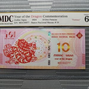 收藏萬歲 2024 Year of the Dragon Commemoration 10 Dez Patacas “ Fantasy ” 《 MDC Graded 68 GPQ 》