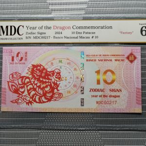 收藏萬歲 2024 Year of the Dragon Commemoration 10 Dez Patacas “ Fantasy ” 《 MDC Graded 68 GPQ 》