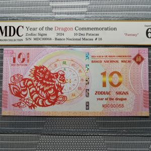 收藏萬歲 2024 Year of the Dragon Commemoration 10 Dez Patacas “ Fantasy ” 《 MDC Graded 68 GPQ 》