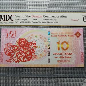 收藏萬歲 2024 Year of the Dragon Commemoration 10 Dez Patacas “ Fantasy ” 《 MDC Graded 69 GPQ 》