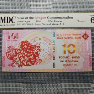 收藏萬歲 2024 Year of the Dragon Commemoration 10 Dez Patacas “ Fantasy ” 《 MDC Graded 68 GPQ 》