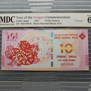 收藏萬歲 2024 Year of the Dragon Commemoration 10 Dez Patacas “ Fantasy ” 《 MDC Graded 69 GPQ 》
