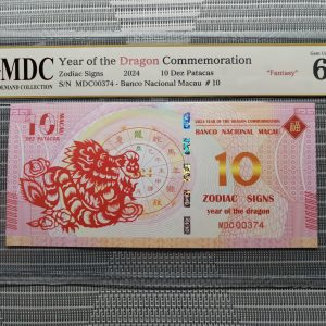 收藏萬歲 2024 Year of the Dragon Commemoration 10 Dez Patacas “ Fantasy ” 《 MDC Graded 65 GPQ 》