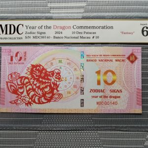 收藏萬歲 2024 Year of the Dragon Commemoration 10 Dez Patacas “ Fantasy ” 《 MDC Graded 68 GPQ 》