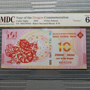 收藏萬歲 2024 Year of the Dragon Commemoration 10 Dez Patacas “ Fantasy ” 《 MDC Graded 68 GPQ 》