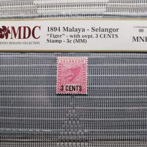 1894 Malaya - Selangor 3c 《 MDC Graded 60 MNH 》