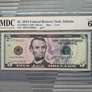 2013 America 5 Dollars