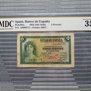 1935 Spain 5 Pesetas