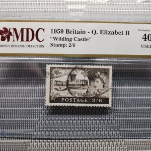 1959 Britain - Q . Elizabet II 2/6 《 MDC Graded 40 USED 》