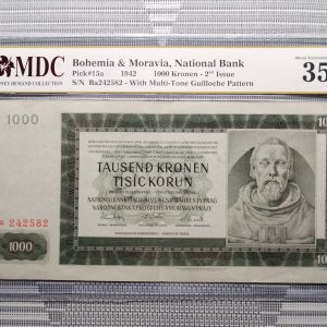 1942 Bohemia & Moravia, National Bank 1000 Kronen 《 MDC Graded 35 》