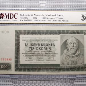1942 Bohemia & Moravia, National Bank 1000 Kronen 《 MDC Graded 30 》