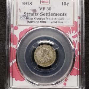 1918 Straits Settlements 10c