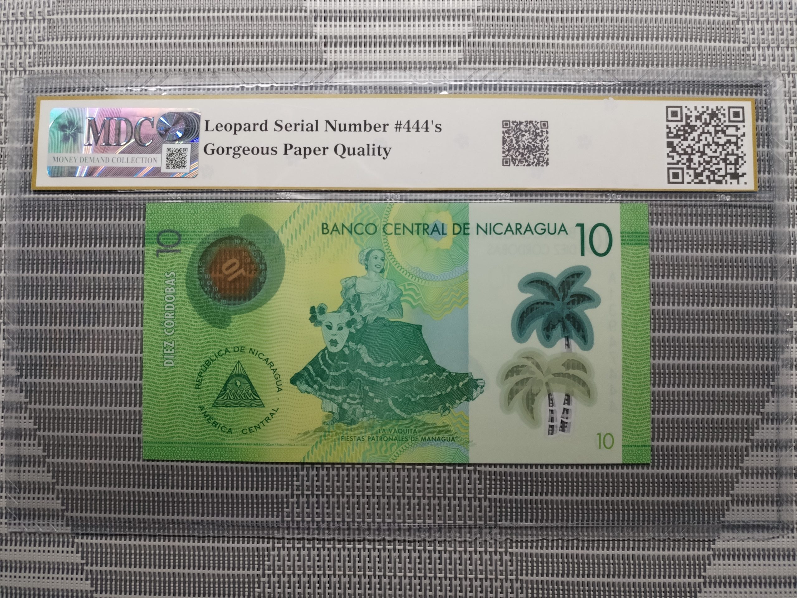 2014 Nicaragua, Banco Central 10 Cordobas《 MDC Graded 65 GPQ 》 - Image 2