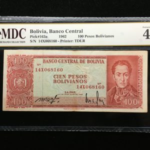 1962 Bolivia 100 Pesos Bolivianos