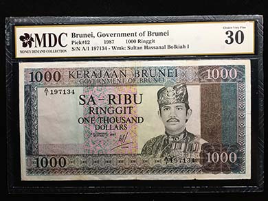 1987 Brunei 1000 Ringgit - Money Demand Collection
